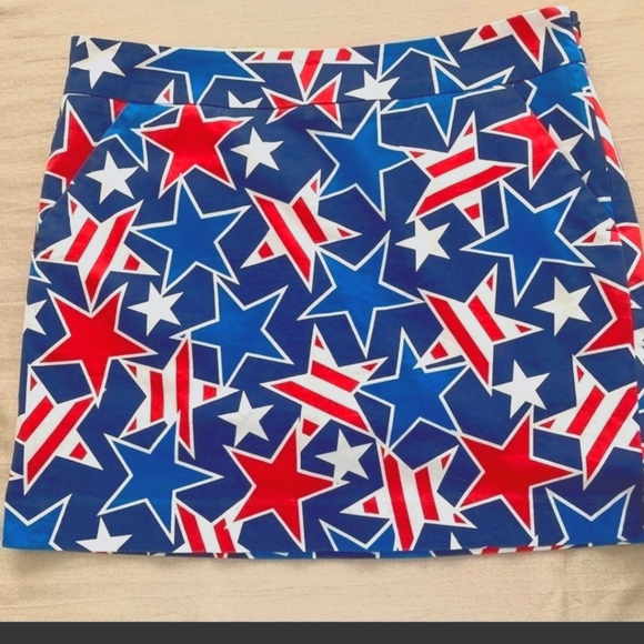 LOUDMOUTH RED, WHITE AND BLUE STARS GOLF SKORT Size 8 - Picture 1 of 5